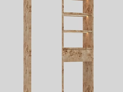 Wooden Decorative Cabinet With Open Shelves And Built In Lighting 3d model
