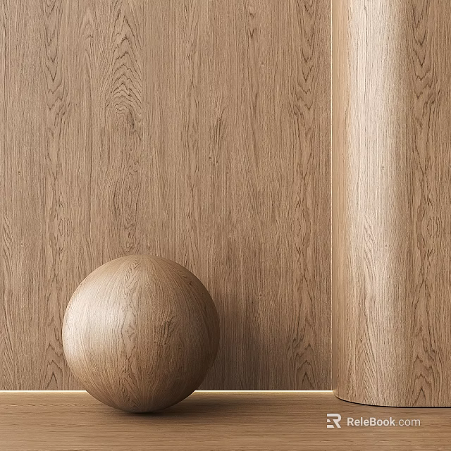 Natural Wooden Wall Decor With Sphere Ornament And Textured Surface 3d model 