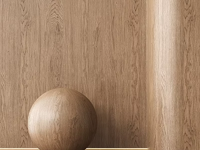 Natural Wooden Wall Decor With Sphere Ornament And Textured Surface 3d model