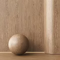 Natural Wooden Wall Decor With Sphere Ornament And Textured Surface