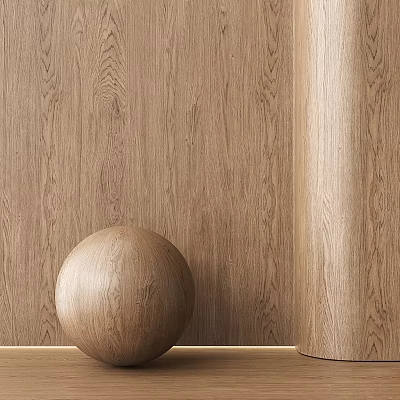 Natural Wooden Wall Decor With Sphere Ornament And Textured Surface 3d model