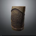 Handcrafted Wooden Pen Holder With Carved Tree Landscape Design For Desk Decor