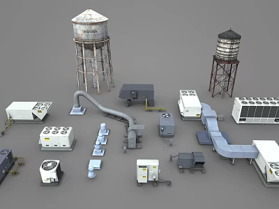 Heating, ventilation, air conditioning, air conditioning, water tower, ventilation duct, vent flue 3d model