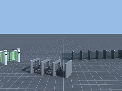 Public Facility Access Control Turnstiles With Automatic Tripod And Barrier Gates 3d model