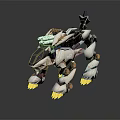 Robotic Beast Character And Mechanical Creature With White Black Armor Yellow Claws And Detailed Design