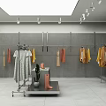 Modern Clothing Store Interior With Hanging Clothes Mirrors Lighting And Cactus