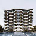 Modern residential building large balcony fourth generation residence 3d model