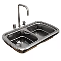 Stainless Steel Double Bowl Kitchen Sink With Modern Faucet For Home Kitchen