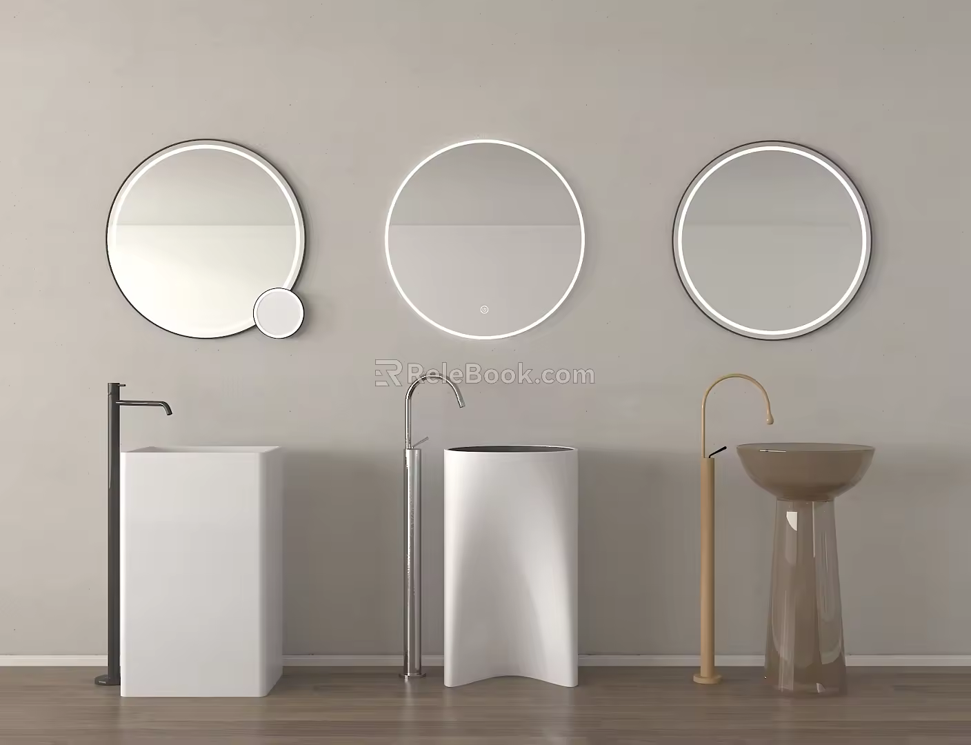 Table basin wash basin mirror floor basin column basin faucet wash basin 3d model