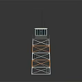 Metal Observation Tower Structure With Orange White Frame And Antennas On Top 3d model