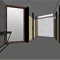 Modern Public Toilet Interior With Wooden Stalls Urinals And Clean White Walls