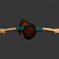 3D Boy Character With Brown Hair Teal T Shirt Brown Shoulder Bag And Outstretched Arms