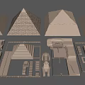 Ancient Egyptian Pyramid Models Featuring Sphinx And Detailed Architectural Structures 3d model