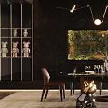 Elegant Modern Restaurant Interior Design With Green Plant Wall Dining Table And Pendant Lights