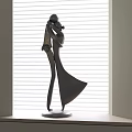 Modern Abstract Embracing Figure Sculpture Decorative Ornament Set With Black Finish And White Base