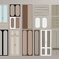Multiple Cabinet Door Components With Assorted Designs Wood Glass Grid And Drawer Combinations