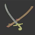 Traditional Decorative Sword With Silver Blade And Golden Scabbard Design