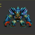 Game And Movie Character Blue Armored Red Eyed Fierce Warrior With Sharp Claws