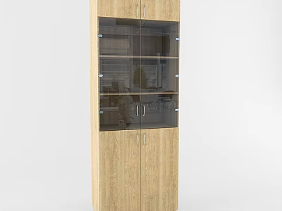 Wooden Wine Cabinet With Glass Doors And Storage Shelves For Home Bar 3d model