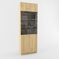 Wooden Wine Cabinet With Glass Doors And Storage Shelves For Home Bar