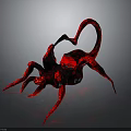 Red Black Multi Legged Fantasy Creature With Curved Tail And Unique Limb Structure 3D