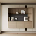 Modern Minimalist Sideboard With Light Wood And White Finish Open Shelves And Coffee Machine