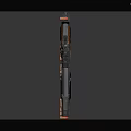 Two Detailed Tactical Handguns With Orange Accents And Scattered Bullets On Dark Surface