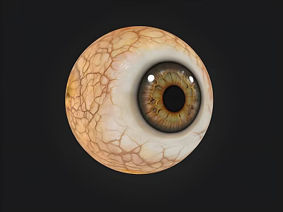 3D Rendered Human Eye With Detailed Sclera And Brown Iris On Black Background 3d model