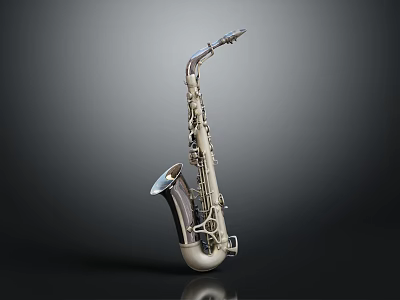 Professional Silver Plated Saxophone Musical Instrument With Polished Brass Body And Smooth Keys 3d model
