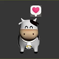 Cute Cartoon Cow Character Design With Black White Spots And Speech Bubble Containing Pink Heart