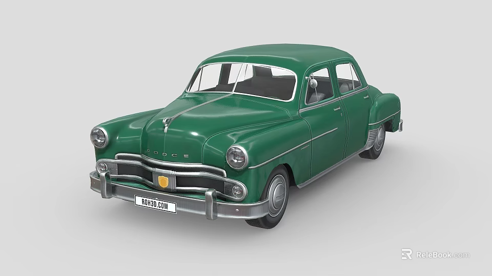 Vintage Green Sedan Classic Exterior Design With Retro Body And Chrome Details 3d model 
