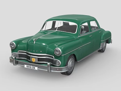 Vintage Green Sedan Classic Exterior Design With Retro Body And Chrome Details 3d model