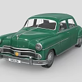 Vintage Green Sedan Classic Exterior Design With Retro Body And Chrome Details