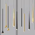 Modern Minimalist Pendant Lights Gold Black Metal Sleek Long Cone Shapes Interior Design