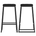 Black Modern Bar Stool With Padded Seat And Metal Frame Structure