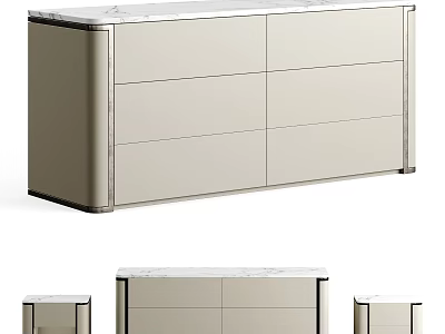 Sleek Modern Entryway Cabinet And Side Cabinet With Marble Top And Storage Drawers 3d model