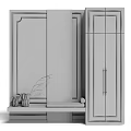 Modern Wooden Entryway Cabinet And Side Cabinet Interior Decor With Mirror Vase And Red Bench