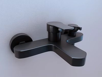 Modern Black Wall Mounted Faucet With Sleek Contemporary Design For Bathroom Sink 3d model