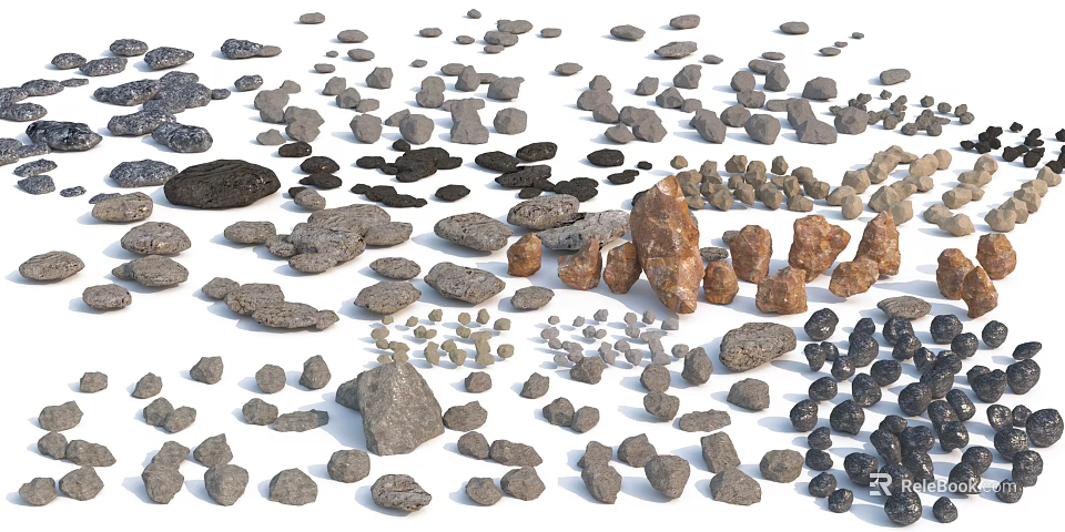 Natural Stone And Wood Materials Collection With Various Textures And Sizes 3d model 