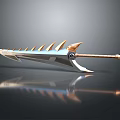 Fantasy Spiked Metallic Weapon With Ornate Gold Accents And Long Handle