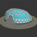 Futuristic Dome Shaped Architecture With Blue White Patterned Surface And Circular Base 3d model