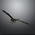 Golden Dragon Flying with Extended Wings Against Gray Gradient Background Detailed Mythical Creature Design