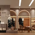 Stylish Clothing Store Interior With Mannequins Clothes Bags And Arched Lighting Designs