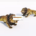 Decorative Ornament Set with Two Roaring Lion Figurines for Home Decoration