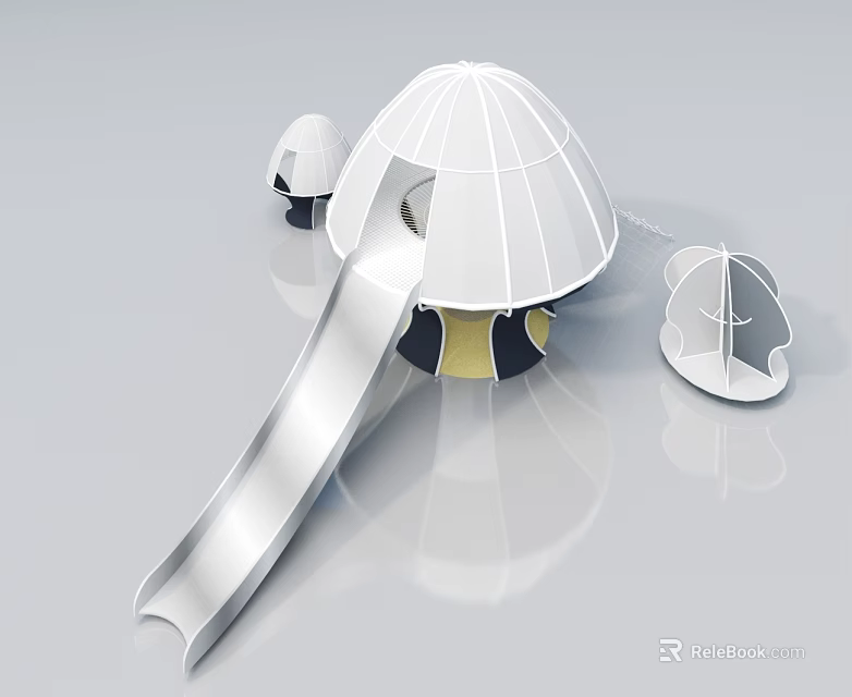 Modern White Swing Door Design With Dome Structure Slide And Components 3d model