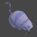 Animated Blue Purple Striped Chubby Cat Character Looking At Coin On Purple Background
