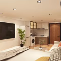 Modern Apartment Living Room With Sofa Coffee Table Plants And Wooden Flooring