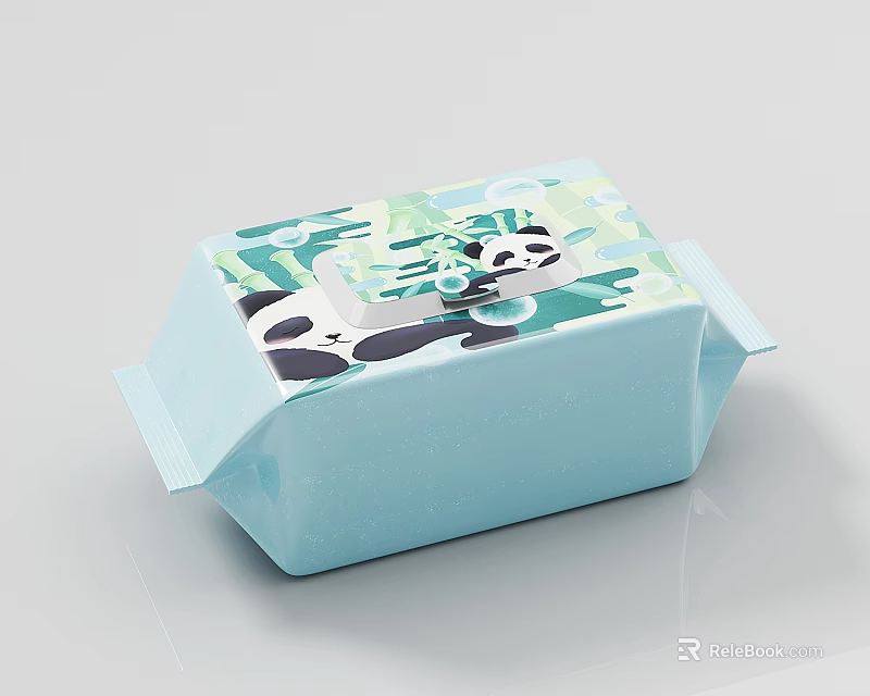 Light Blue Tea Table Adorned With Panda And Bamboo Leaves Pattern For Living Room 3d model 