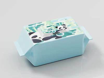 Light Blue Tea Table Adorned With Panda And Bamboo Leaves Pattern For Living Room 3d model