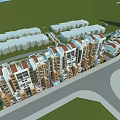 Modern Residential Building Exterior Featuring White Brown Facade Balconies Terrace Steps Green Lawn And Road